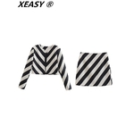 XEASY-ensemble-deux-pi-ces-ray-pour-femme-haut-court-Mini-jupe-d-contract-t