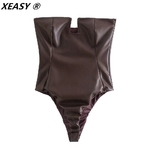 XEASY-Body-en-cuir-marron-pour-femmes-Sexy-sans-manches