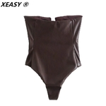 XEASY-Body-en-cuir-marron-pour-femmes-Sexy-sans-manches