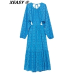 XEASY-robe-mi-longue-Sexy-pour-femmes-l-gante-dos-nu-manches-longues-bleu-Vintage-v