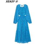 XEASY-robe-mi-longue-Sexy-pour-femmes-l-gante-dos-nu-manches-longues-bleu-Vintage-v