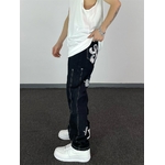 Pantalon-en-Denim-pour-hommes-Streetwear-droit-d-contract-style-r-tro-Hip-Hop-lettres-brod