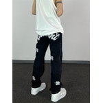 Pantalon-en-Denim-pour-hommes-Streetwear-droit-d-contract-style-r-tro-Hip-Hop-lettres-brod