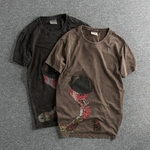 High-Street-t-shirt-manches-courtes-pour-hommes-estival-surdimensionn-en-coton-r-tro-avec-motif