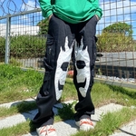 Pantalon-Cargo-avec-poches-brod-es-de-cr-ne-pour-homme-et-femme-salopette-ample-taille
