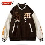 Veste-de-Baseball-Vintage-Unisexe-avec-Lettres-Brod-es-et-Patchwork-Blouson-de-l-quipe-Sportive