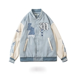 Veste-de-Baseball-Vintage-Unisexe-avec-Lettres-Brod-es-et-Patchwork-Blouson-de-l-quipe-Sportive