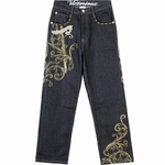 Jean-Baggy-en-Denim-pour-homme-pantalon-streetwear-ample-style-Hip-Hop-d-contract-avec-broderie