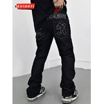 Y2K-jean-d-chir-noir-pour-hommes-pantalon-r-tro-lettres-brod-es-toiles-poches-droites