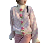 Cardigans-tricot-s-fleurs-3D-pour-femmes-manteaux-pais-Vintage-manches-longues