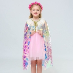 Cape-de-petite-sir-ne-pour-filles-paillettes-color-es-cape-de-princesse-brillante-Costume-de