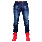 Jean-de-Jogging-pour-hommes-couleur-unie-cordon-lastique-ceinture-slim-extensible-mode-haute-qualit