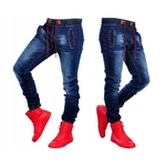 Jean-de-Jogging-pour-hommes-couleur-unie-cordon-lastique-ceinture-slim-extensible-mode-haute-qualit