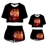 Haut-et-short-assortis-pour-m-re-et-enfant-tenue-de-famille-ensemble-rouge-tournant-v