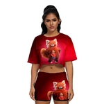 Haut-et-short-assortis-pour-m-re-et-enfant-tenue-de-famille-ensemble-rouge-tournant-v