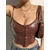 Silm-Soild-Bustier-plongeant-en-cuir-pour-femmes-v-tements-court-dos-nu-Clips-licou-d