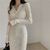 Robe-en-laine-blanche-pour-femmes-col-en-v-tricot-e-manches-longues-soir-e-moulante