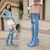 Bottes-de-gladiateur-en-Jean-bout-pointu-et-ajour-pour-femmes-chaussures-longues-en-Denim-bleu