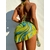 Ellolace-maillot-de-bain-rembourr-et-Cover-Up-pour-femmes-imprim-col-licou-vert-Micro-Bikini