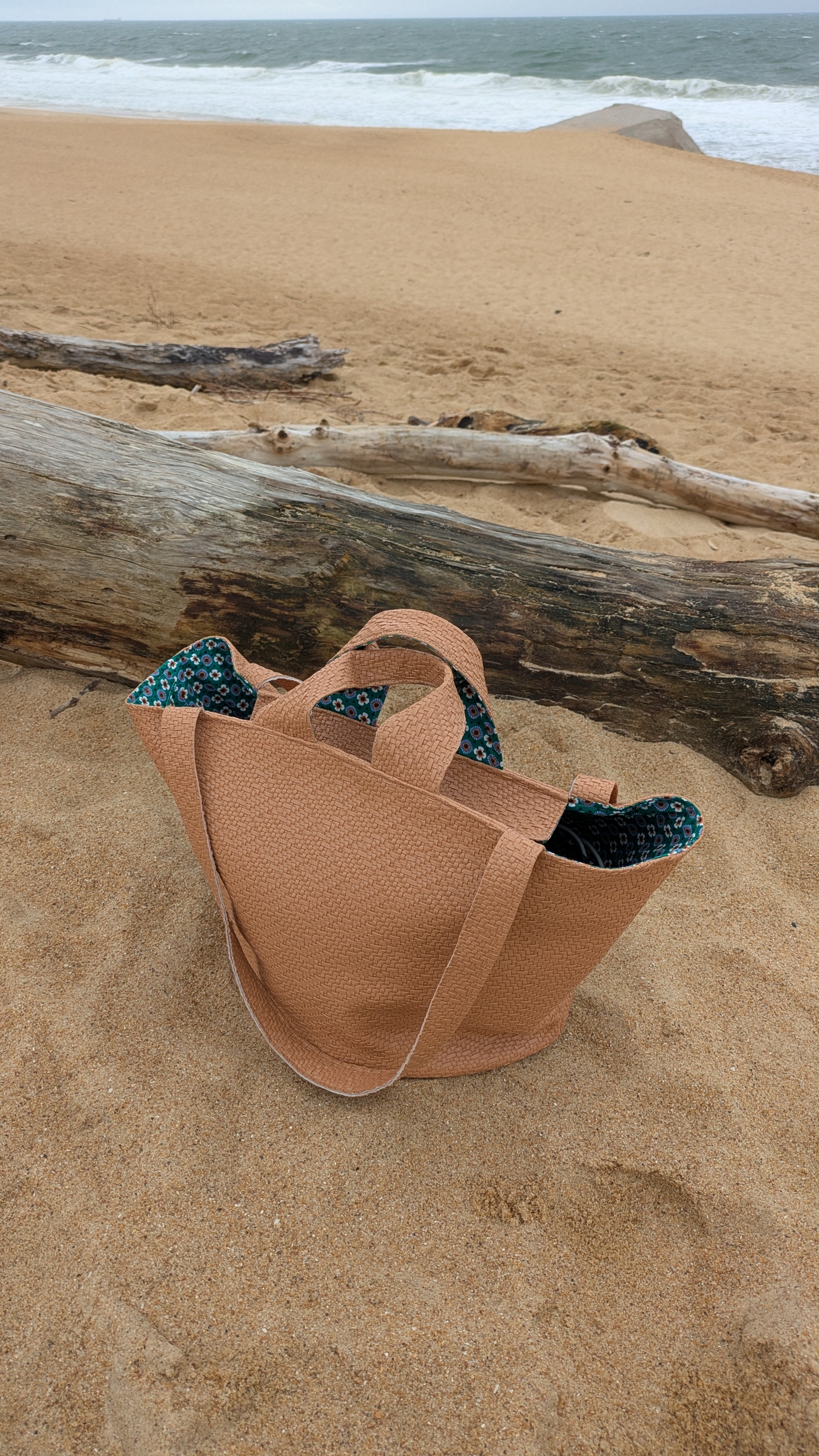 Sac Panier camel tressé