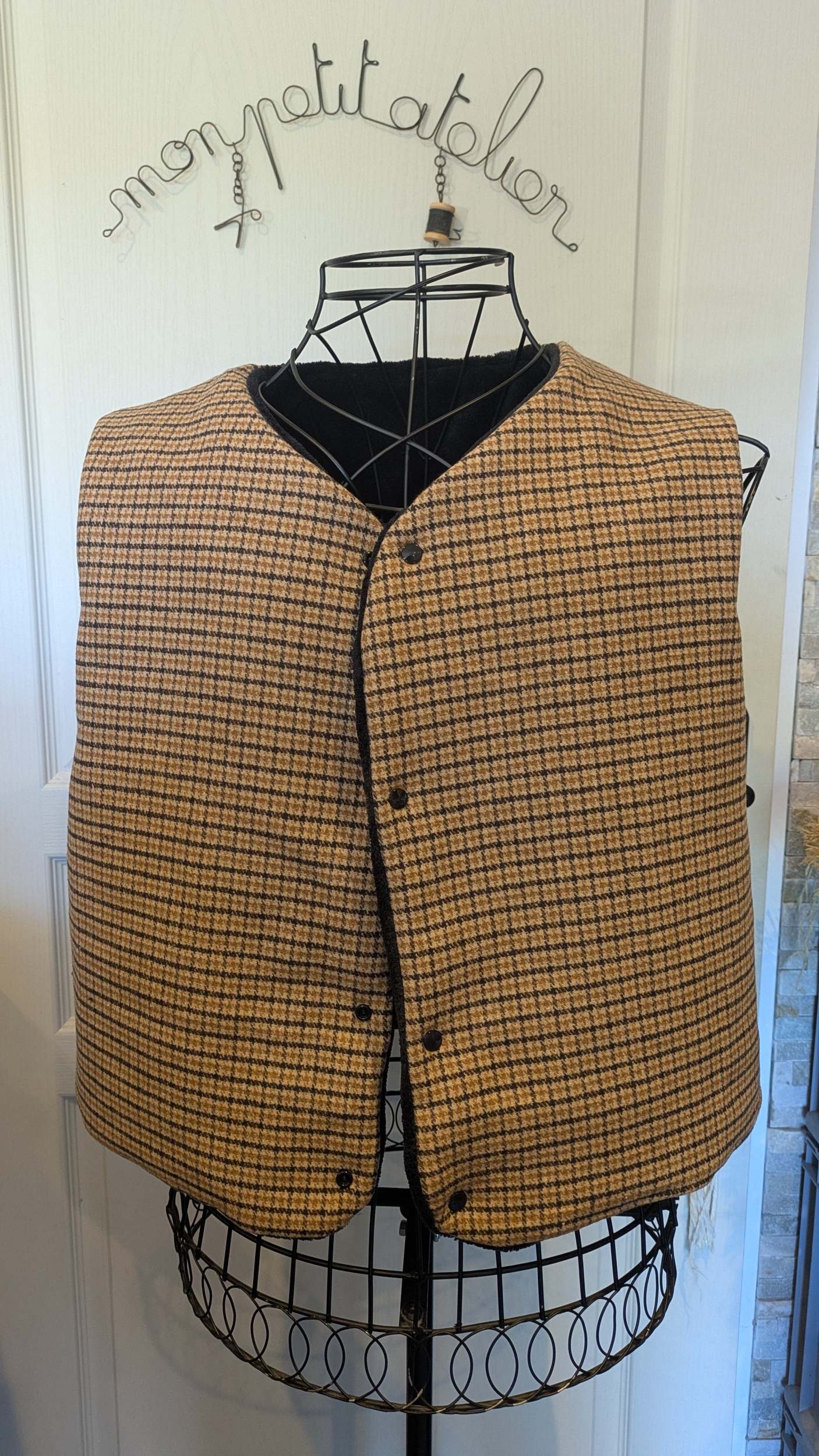 Gilet de Berger carreaux moutarde
