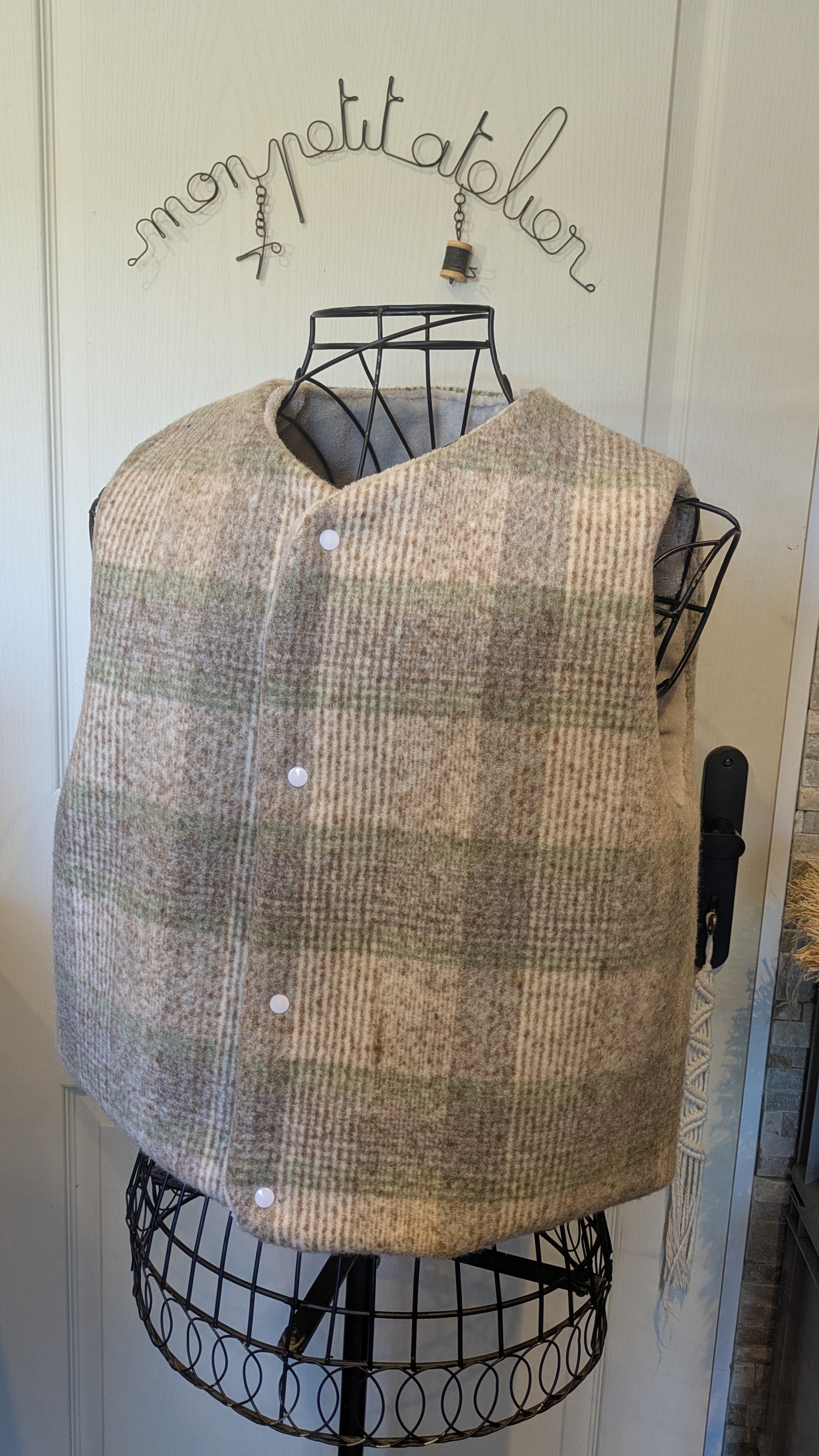 Gilet de Berger carreaux vert
