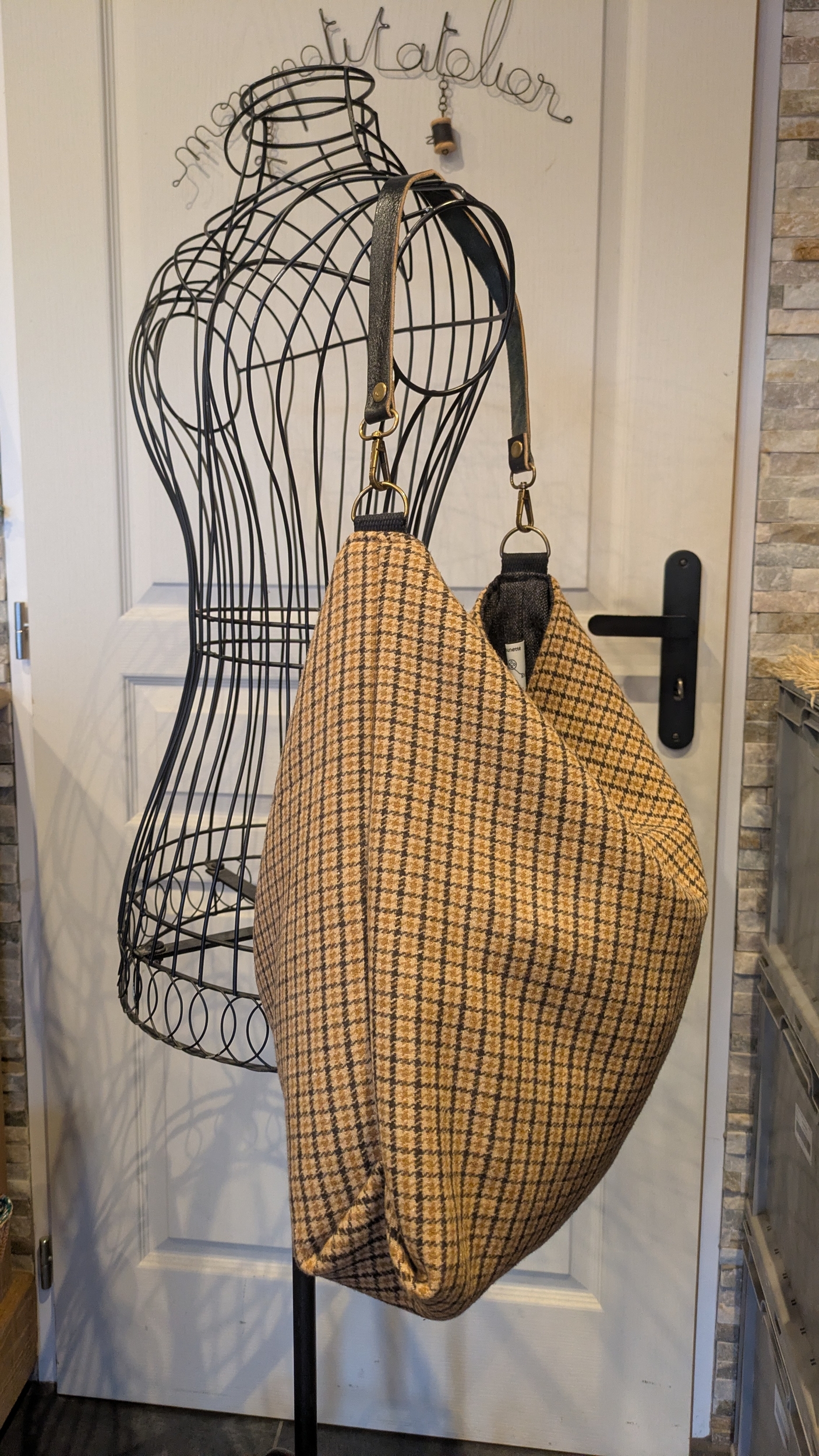 Sac boho réversible carreaux jaune
