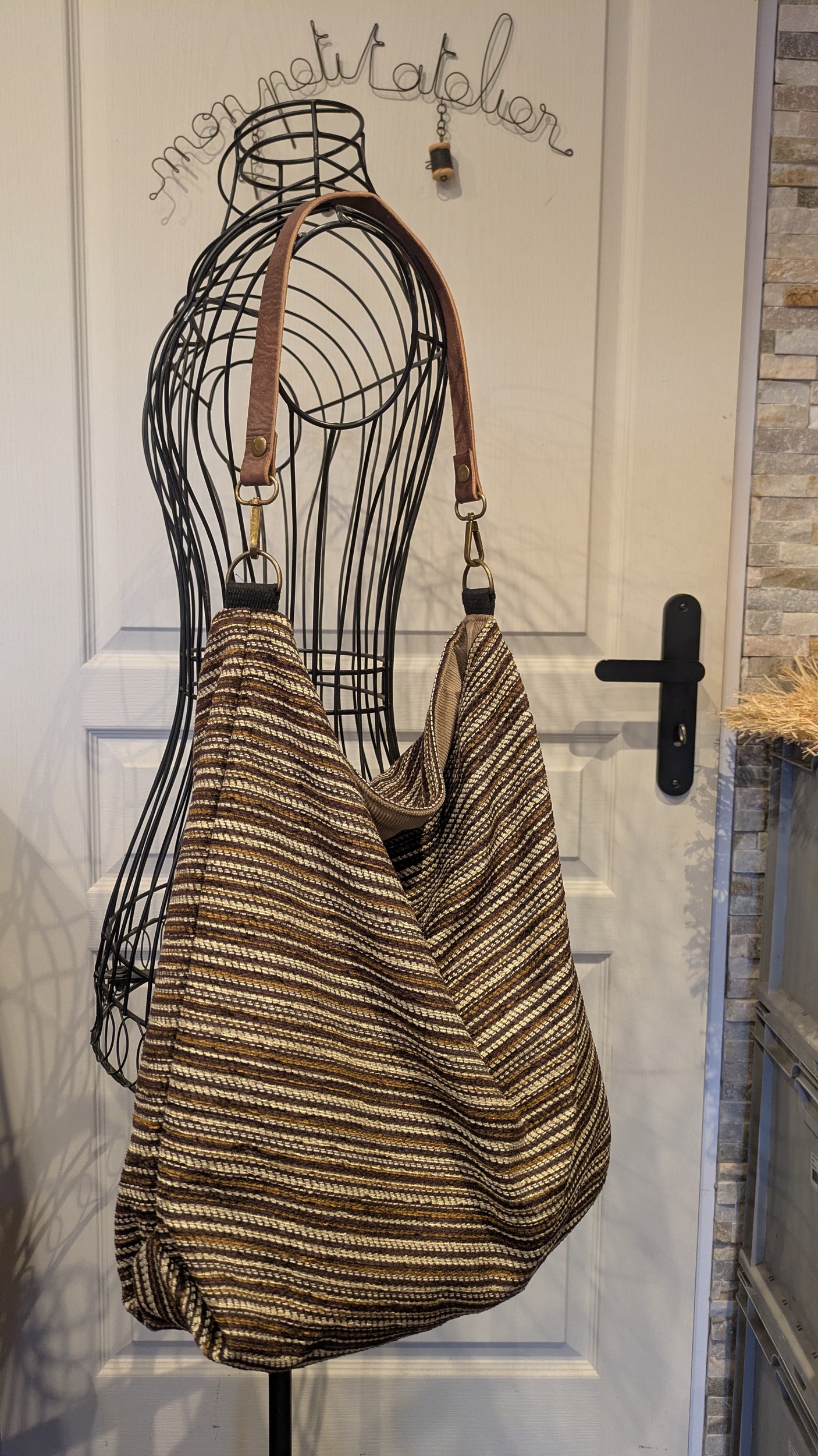 Sac boho réversible rayé