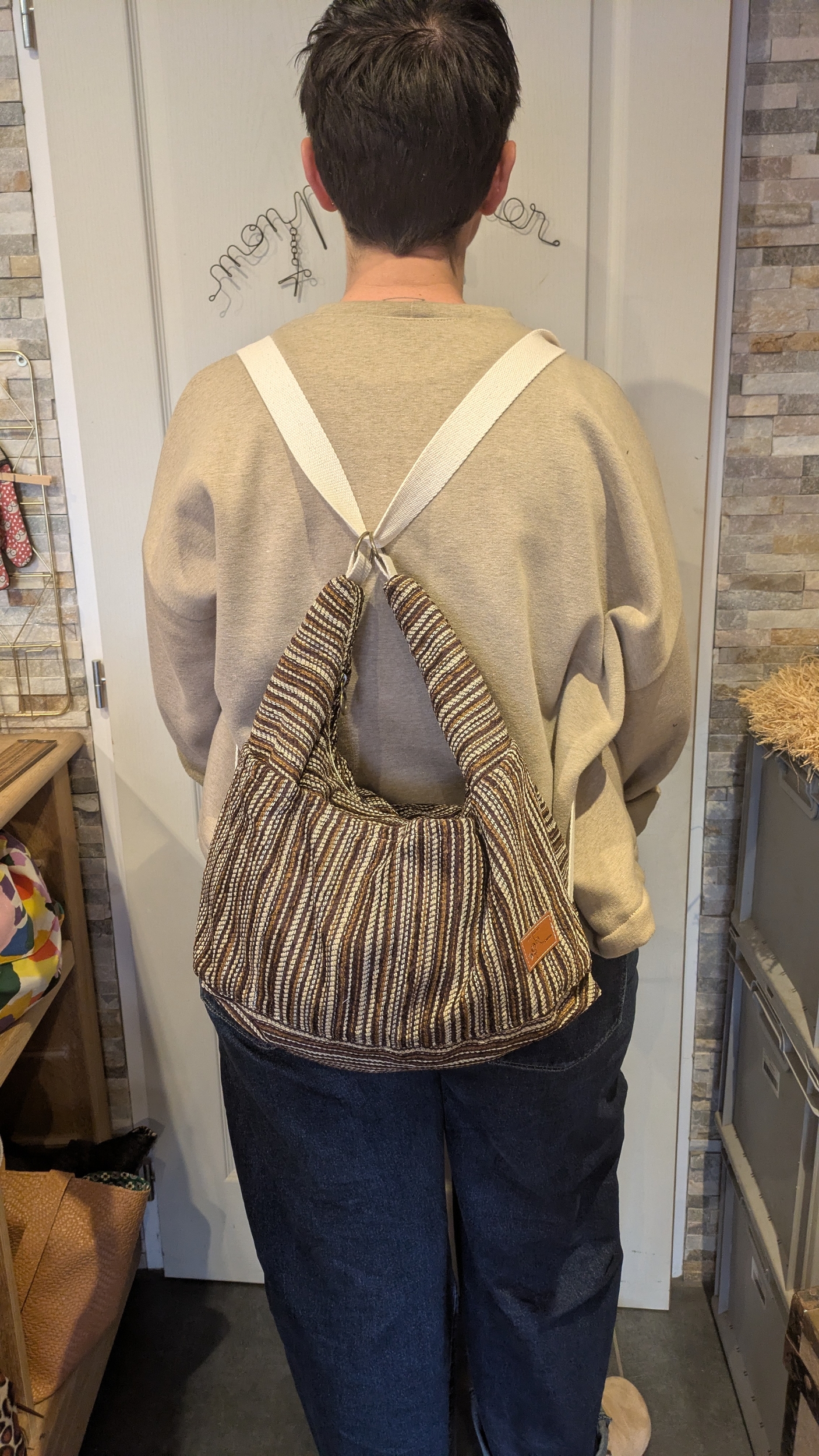 Sac 3 en 1 rayé marron