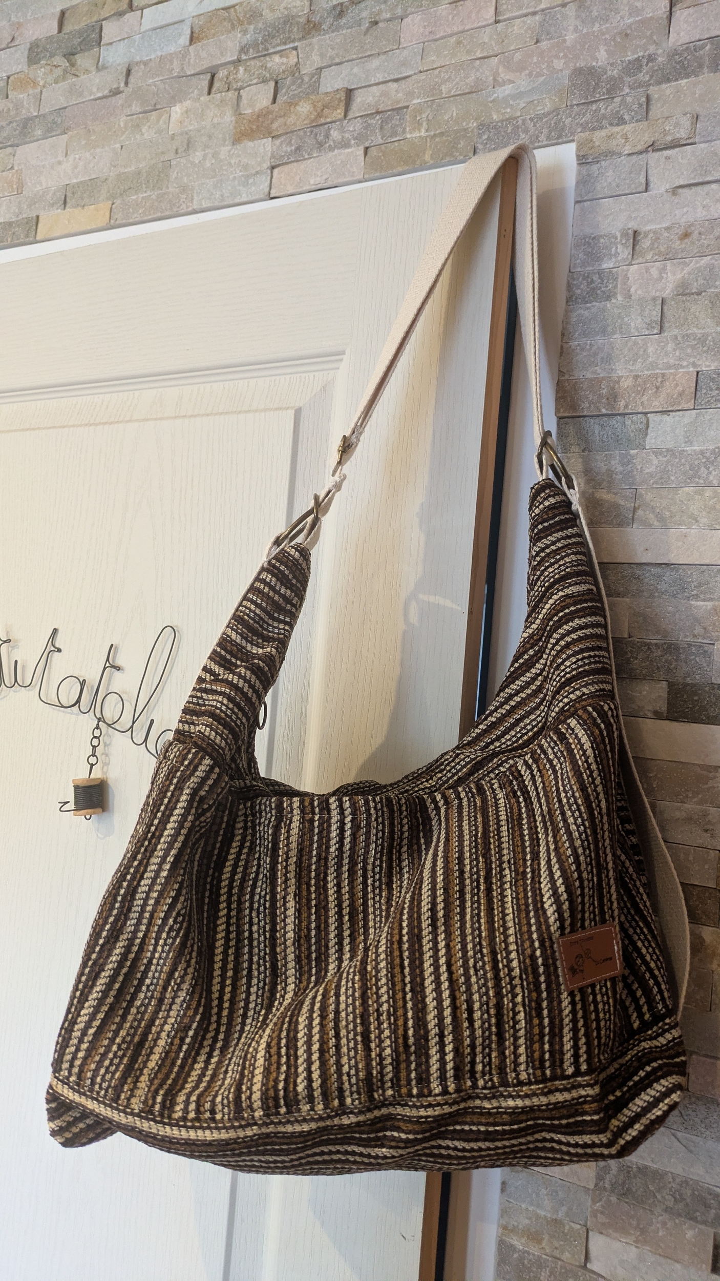Sac 3 en 1 rayé marron