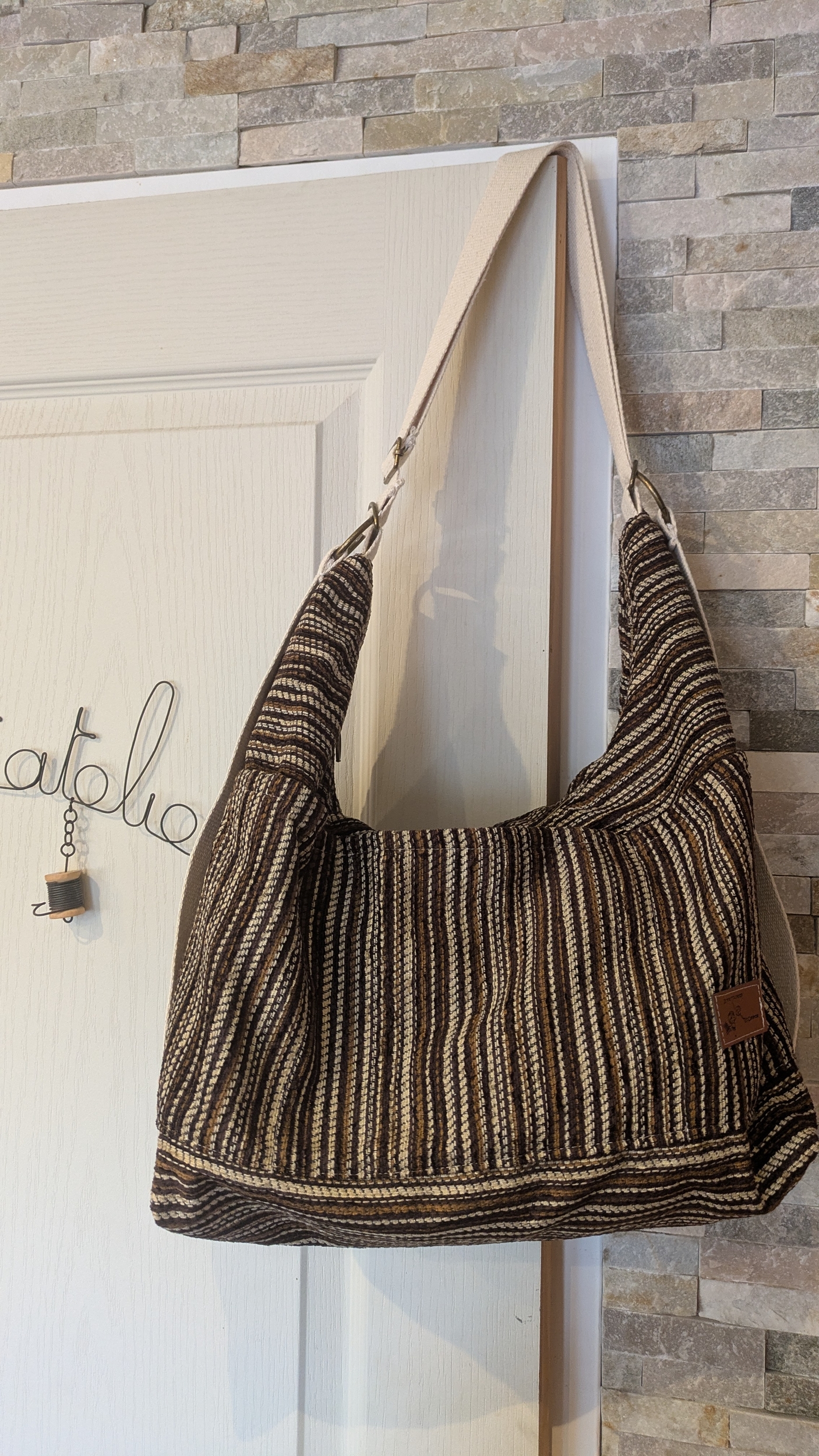 Sac 3 en 1 rayé marron