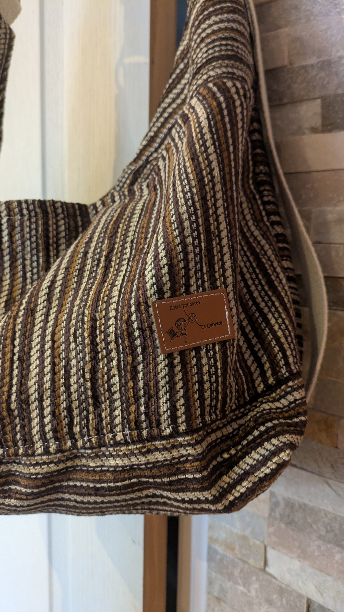Sac 3 en 1 rayé marron