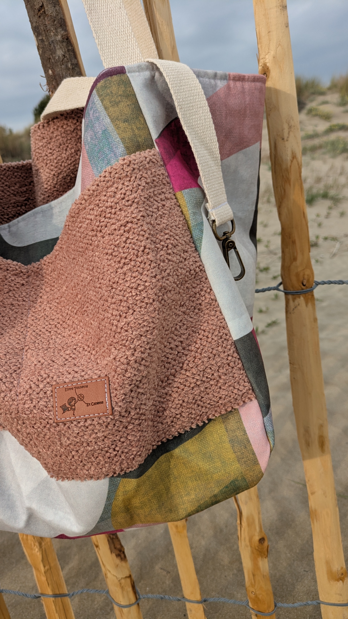 Méga sac pile ou face géom rose