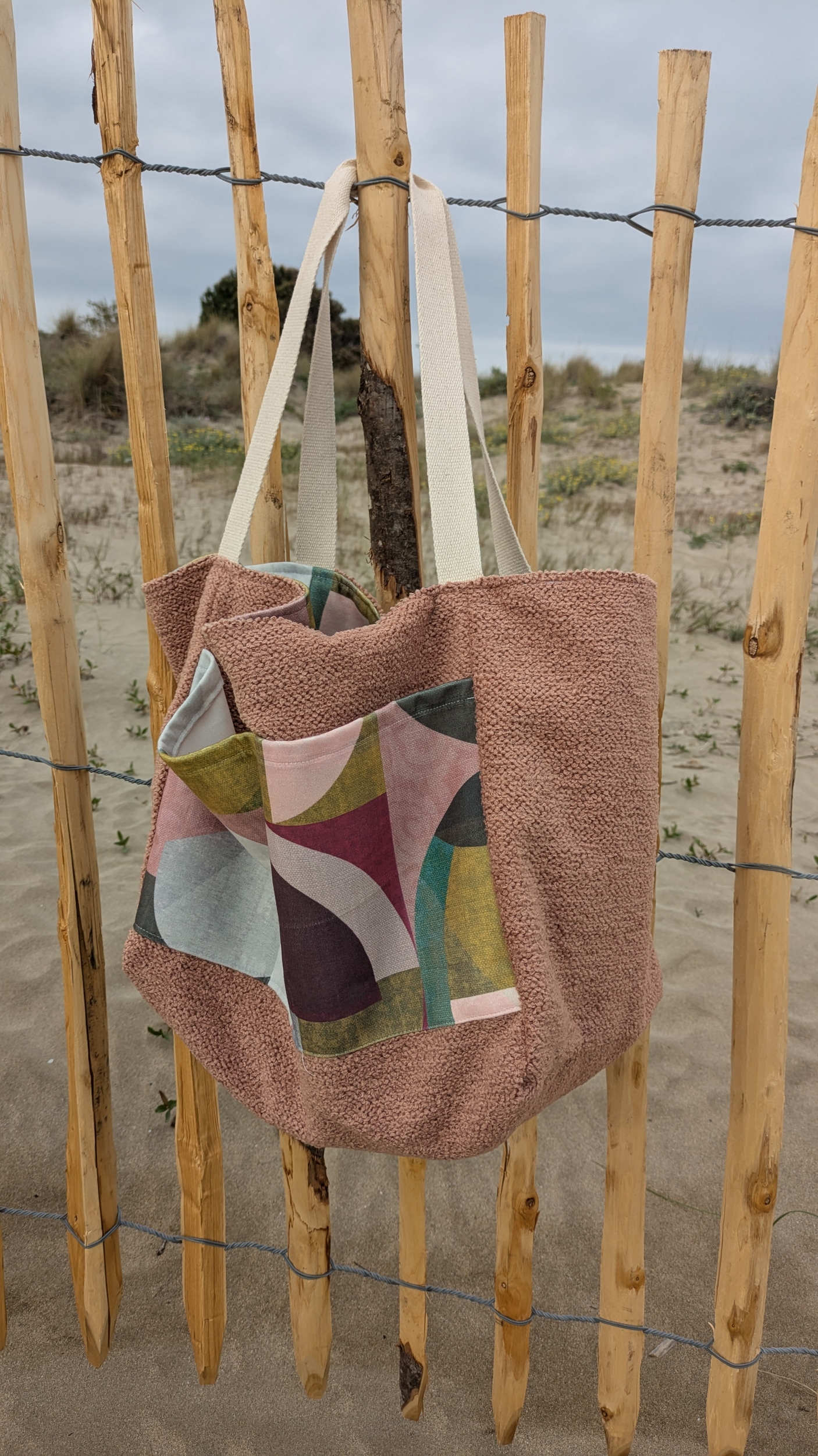 Méga sac pile ou face géom rose