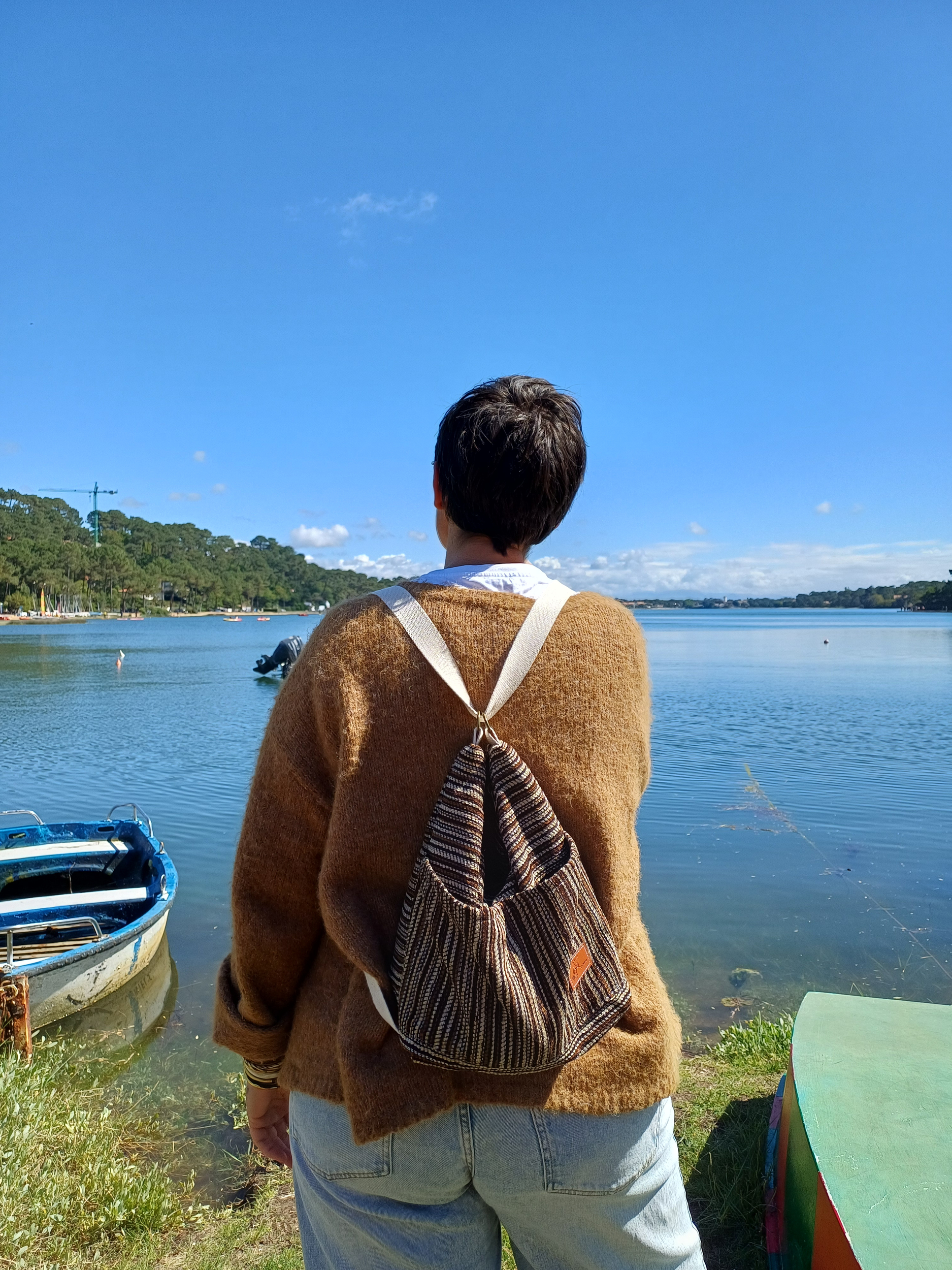 Mini sac 3 en 1 marron rayé