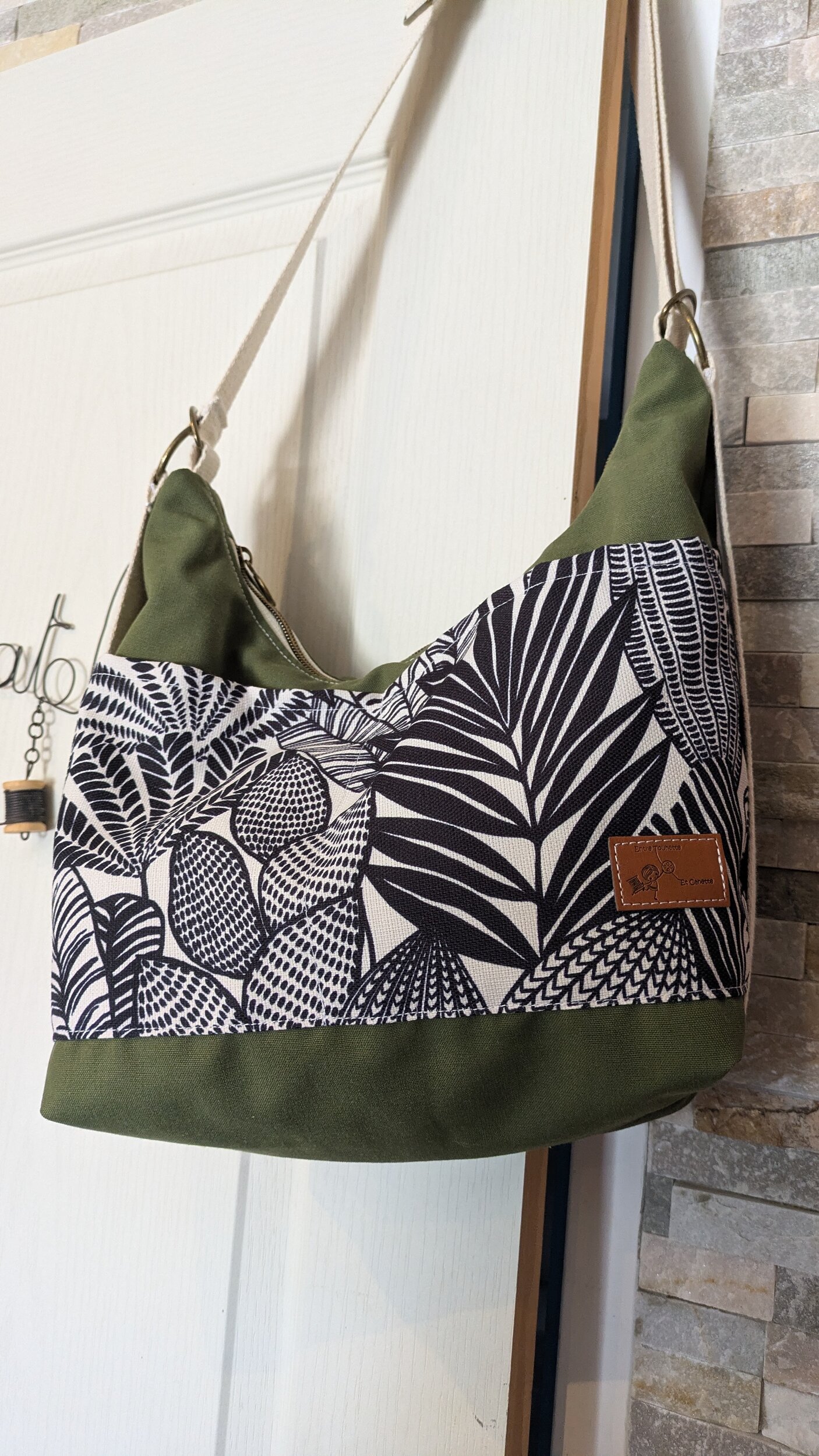 Mini sac 3 en 1 feuillage sur kaki