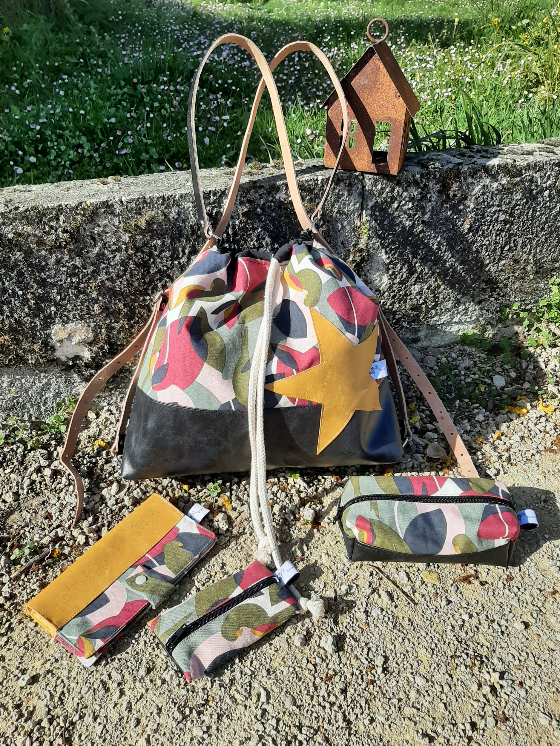 ensemble sac à dos sac à main porte-chéquier porte-monnaie trousse