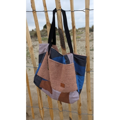 Méga sac pile ou face géom bleu
