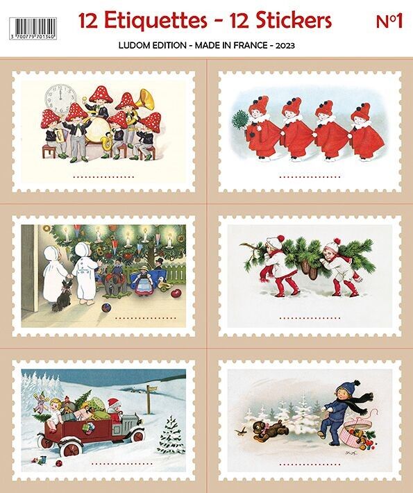 Etiquettes autocollantes Noël x12 - DECORATION/Papeterie - un24septembre