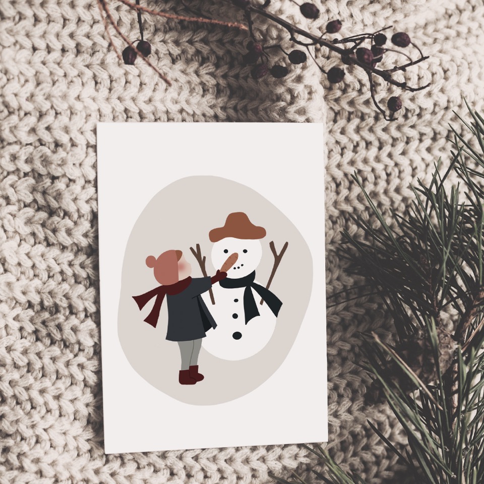 Carte postale - Mon joli bonhomme de neige