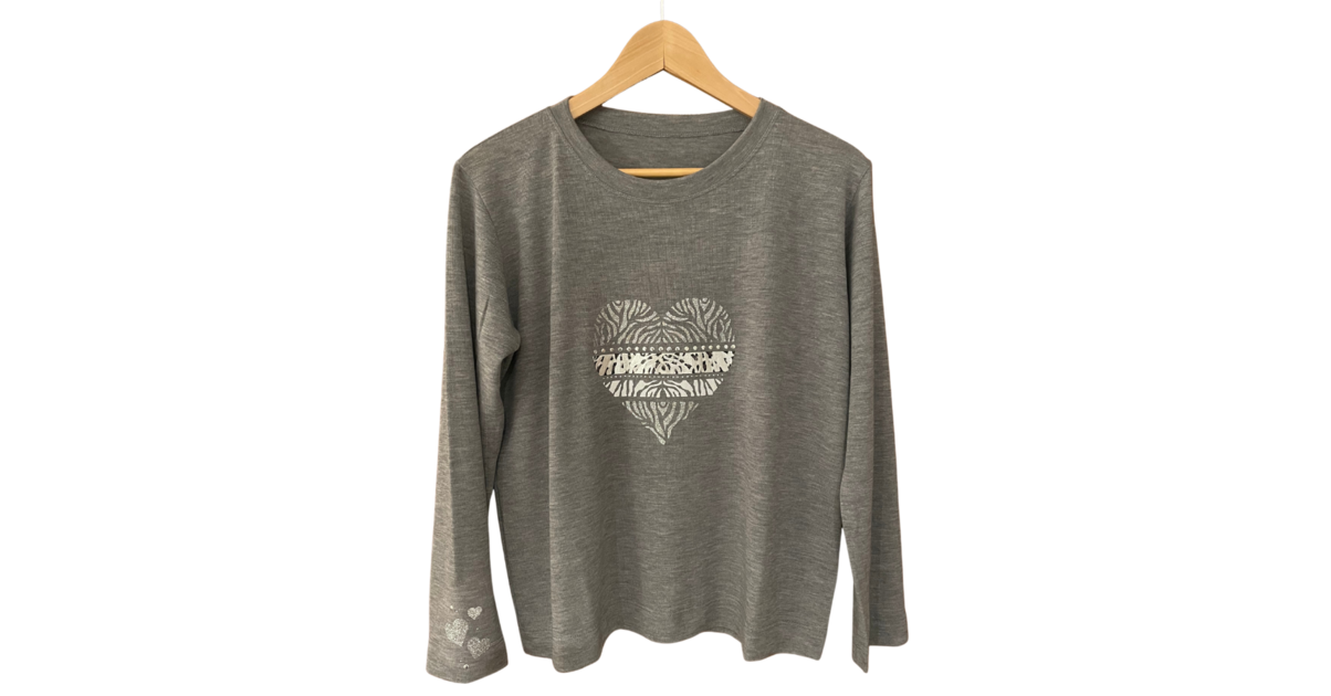 Pull Tunique Gris TREDY Taille 48 - Maille Fine Avec Dos Argenté Et Strass - Occasion TB état