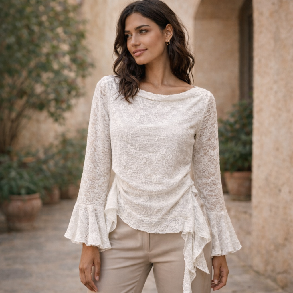 Blouse bohème chic blanche portée femme
