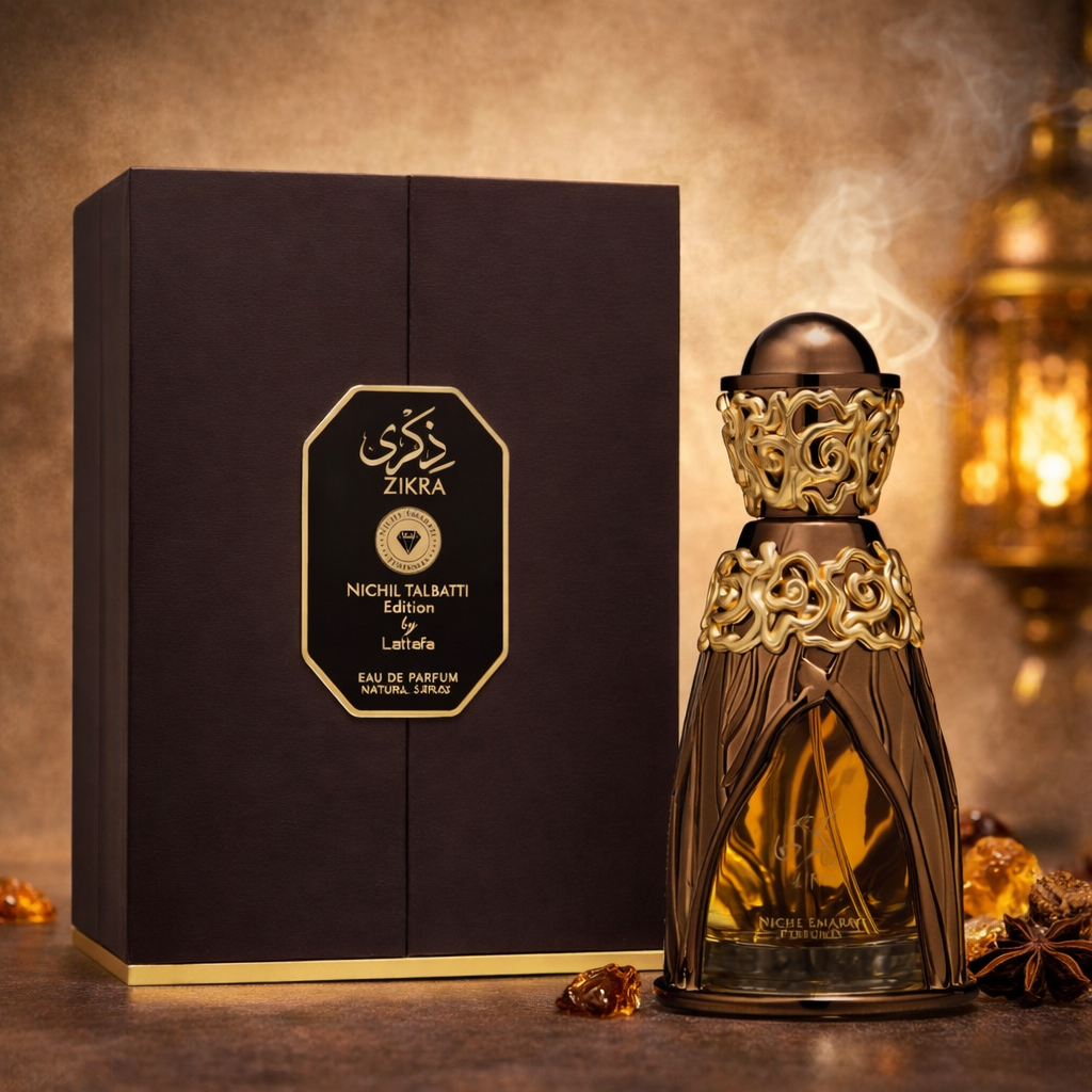 Zikra Lattafa 100ml boîte parfum oriental gourmand cognac praliné