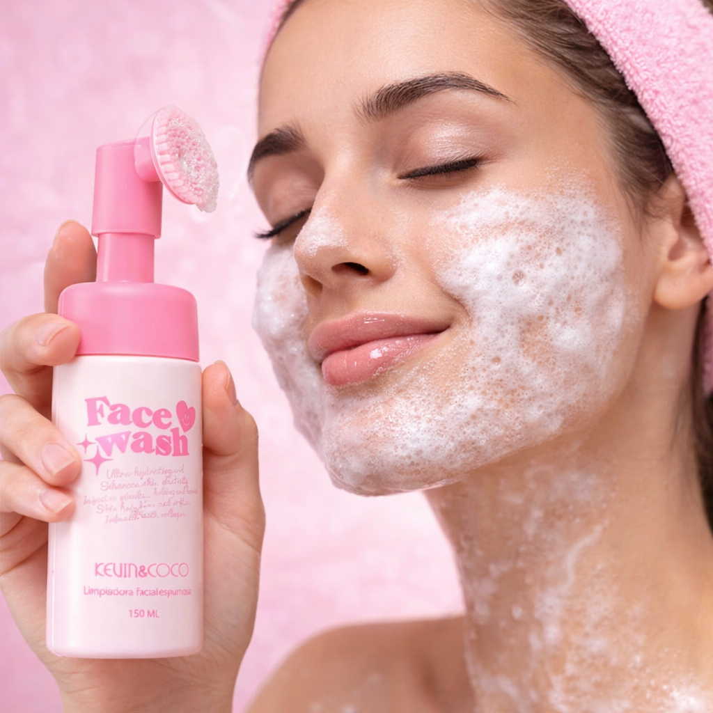 Femme utilisant la mousse nettoyante Kevin