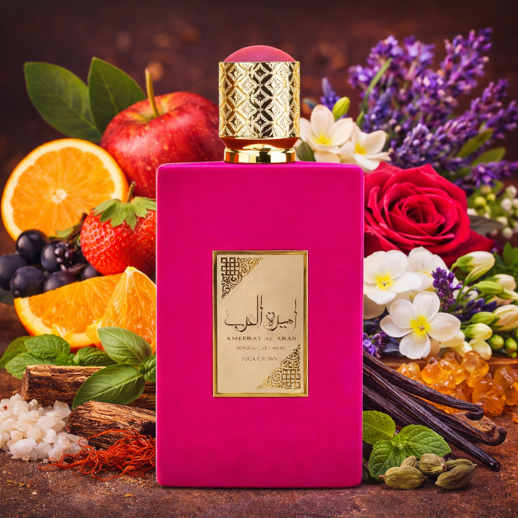 Ameerat Al Arab Sugar Crown Asdaaf 100ml – parfum femme oriental fruité avec fraise, fleur d’oranger, rose, vanille, oud et musc