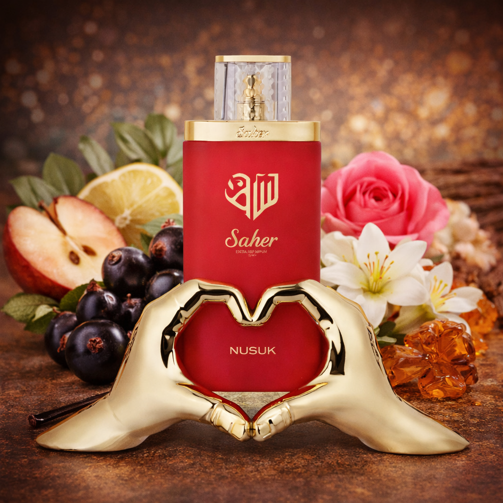 Saher Nusuk extrait de parfum 100ml – parfum femme notes cassis, pulpe de pomme, jasmin, rose, vanille et ambre