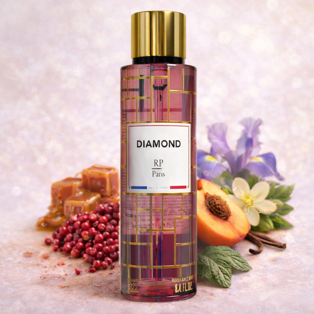 brume parfumee diamond rp paris 250ml body mist femme caramel vanille peche