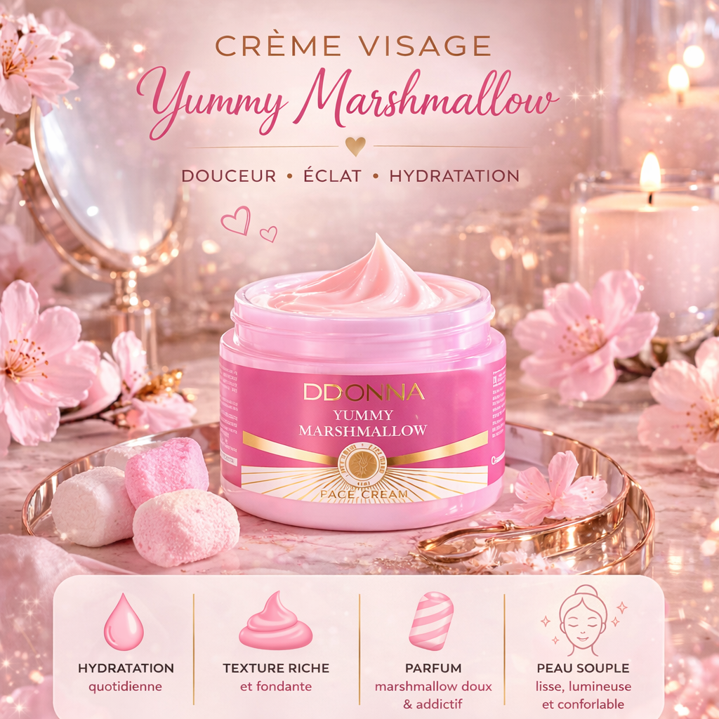 crème visage marshmallow D’Donna hydratation texture riche peau lumineuse