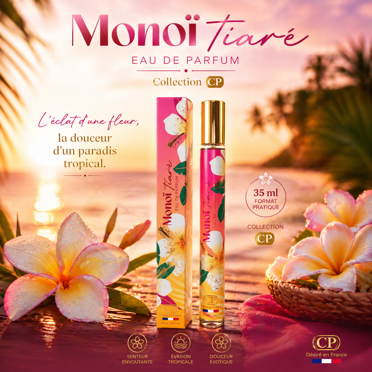 Monoï Tiaré eau de parfum 35ml collection CP parfum floral solaire femme senteur exotique tiaré