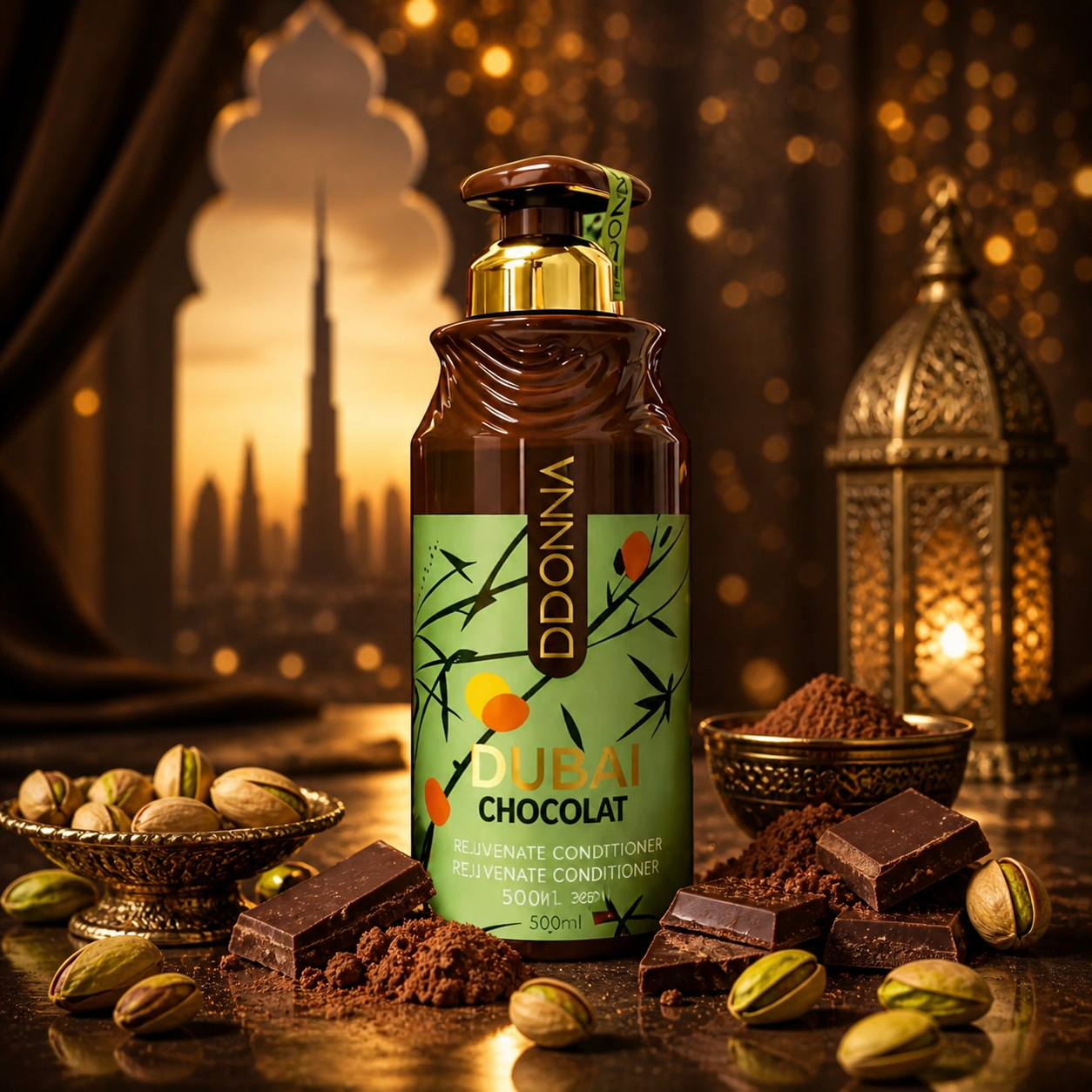 Après-shampoing Chocolat Dubai D’Donna 500ML – soin capillaire gourmand parfum chocolat pour cheveux doux, brillants et faciles à démêler